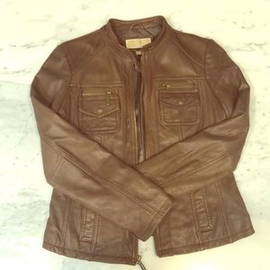Michael Kors Brown Leather Jacket